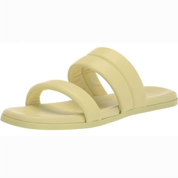 Dolce Vita Adore Leather Puffer Sandals in Neon Yellow Size 9 - Picture 1 of 12